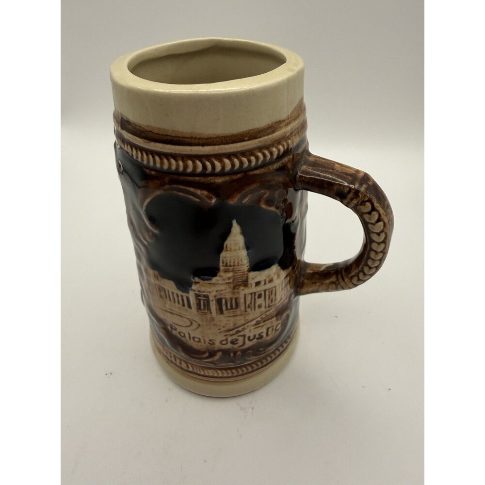 Belgium Brussels Souvenir Beer Stein Mug Palais de Justice Manneken-Pis